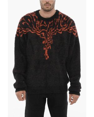 Marcelo Burlon Rundhalspullover Aus Nylon Mit Kontraststickerei - Schwarz