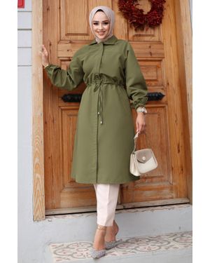 Herita Verdeckter Knopfleisten-Trenchcoat - Grün