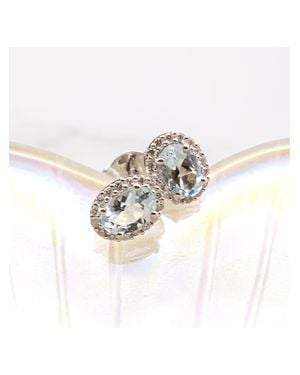 Diamonds by Ellen K. Ohrstecker Weißgold 585 Mit Echtem Aquamarin Und 36 Diamanten Zus. 0,14Ct