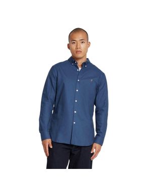 Farah Button-Down-Hemd Für Herren, Oxford-Stil, Langärmlig (Tiefblau)