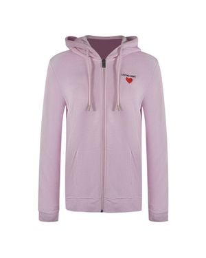 Moschino Love Kapuzenpullover Mit Kleinem Herzlogo Und Reißverschluss - Lila
