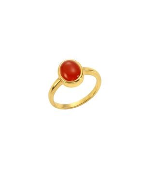 Jamelli Ring 925 Silber Vergoldet Mit Carneol - Orange