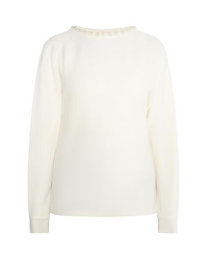 Usha Pullover Mit Perlen Damen Wollweiß