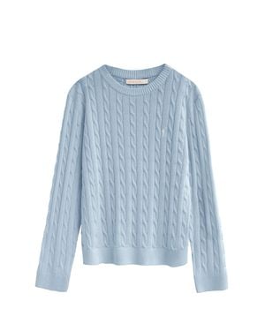 POLO CLUB Strickpullover Hellblau Mit Zopfmuster Und Rigby Go Stickerei