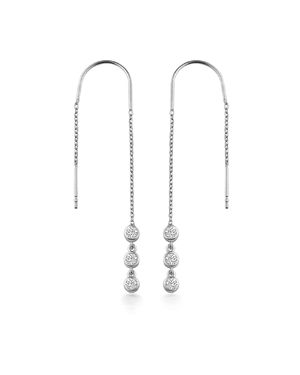 dKeniz Ohrhänger 925/- Sterling Rhodiniert Glänzend 8Cm Zirkonia Weiß