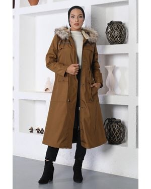 Turkishsouq Stripe Detailed Mantel-Braun