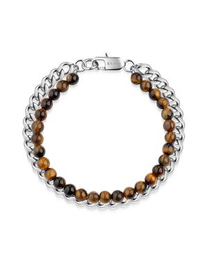 Zeeme Stainless Steel Armband Edelstahl Tigerauge - Mettallic