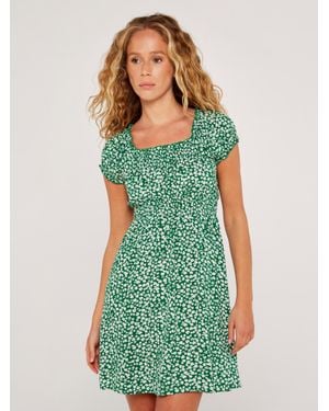 Apricot Milkmaid Kleid Mit Gänseblümchen - Grün