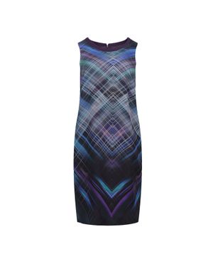 Conquista Ärmelloses Geometrisch Bedrucktes Voile-Kleid - Blau