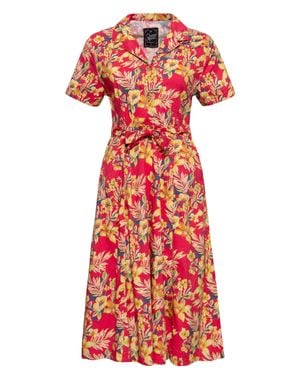 Queen Kerosin Damen Swing Kleid Hawaii - Rot