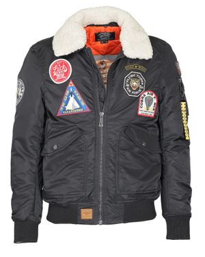 top gun Bomberjacke Tg23003 Mit Kunstfellkragen - Grau