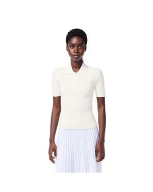 Lacoste Poloshirt Für Damen, Gerippt - Weiß
