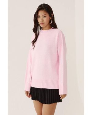 Hiccup Rundhals Gemütlicher Pullover - Pink