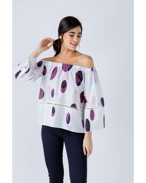 Conquista Schulterfreies Print-Top - Weiß