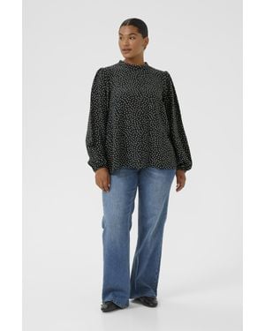 Kaffe Langarm-Bluse Kcrya A-Shape - Blau