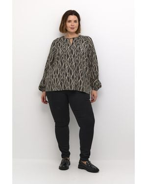 Kaffe Langarm-Bluse A-Shape/ Graphic Simili - Mehrfarbig