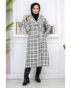Turkishsouq Kariert Chanel Kaschmir Mantel - Weiß