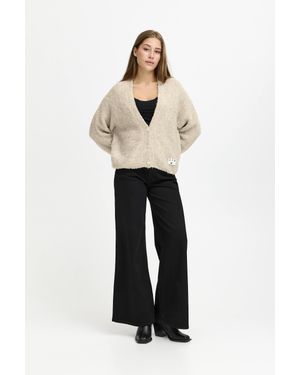 Ichi Langarm Ihblarisa Strickjacke Oversize Fit - Weiß