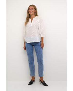 Kaffe Langarm-Bluse Regular Fit Chalk - Blau