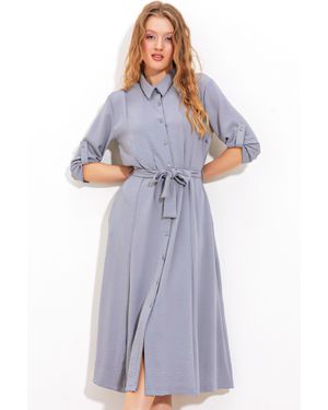 Bigdart Strukturiertes Midikleid Mit Schleife - Blau