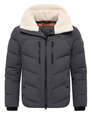 STONE HARBOUR Herren Steppjacke Ansello Mit Teddyfleece-Kragen & Fleecefutter - Grau
