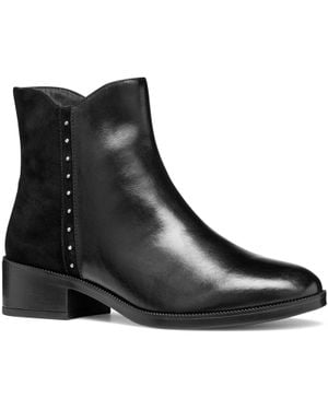 Geox D Camexia Leder Damen Schwarze Stiefel