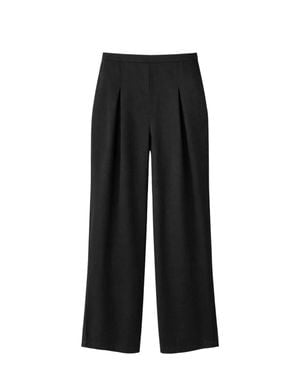MixRay Damen Hochgeschnittene Weite Crepe-Hosen - Schwarz