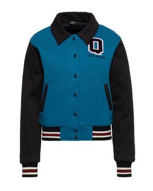 Queen Kerosin Damen Collegejacke Rockabilly Kitten - Blau