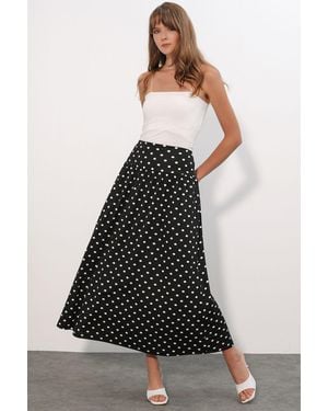 Bigdart Hochtaillierter Polka-Dot Maxi-Rock - Schwarz