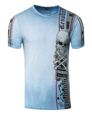 Rusty Neal Biker T-Shirt Front & Back Printed - Blau