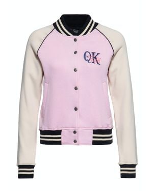 Queen Kerosin Damen College Sweatjacke Poodle Lounge Rosa - Pink