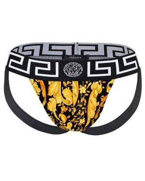 Versace Stretch Organic Jersey Barocco All Over Jockstrap - Mettallic