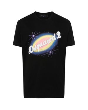 DSquared² Galaxy Design Schwarzes T-Shirt