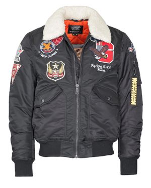 top gun Bomberjacke Tg23002 Mit Kunstfellkragen - Grau