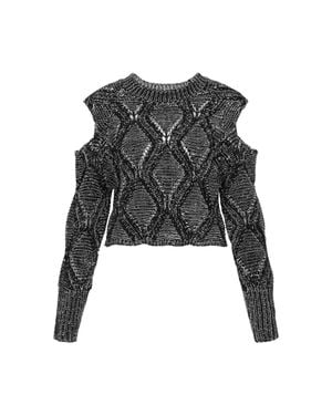 myMo Pullover Frauen Schwarz/Offwhite