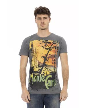 TRUSSARDI ACTION Montecarlo Grafik-T-Shirt, Kurzarm, Rundhalsausschnitt - Grau