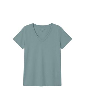 Basiclo V-Neck Premium T-Shirt Smoke Mint - Blau