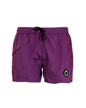 Trussardi Kurze Unifarbene Herren-Badehose Mit Seitlichem Druck - Lila