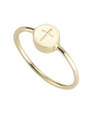 Caï Ring 925/- Sterling Silber Vergoldet Kreuz - Weiß