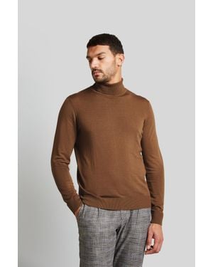Bugatti Herren Rollkragenpullover Aus 100 Merinowolle - Braun