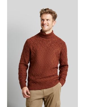 Bugatti Herren Rollkragenpullover Mit 3-D-Rautenmuster - Braun