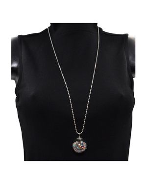 Steuer Modeschmuck Kette Kugel Anhänger Strass Bunt - Schwarz