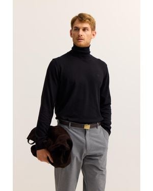 Bugatti Herren Rollkragen Pullover Aus Reiner Baumwolle - Schwarz