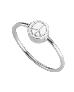 Caï Ring 925/- Sterling Rhodiniert Peace - Weiß
