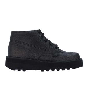Kickers "Hi Stack" Glitzer Stiefel Für Damen, Leder - Blau