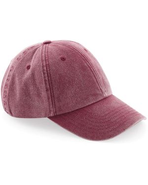 BEECHFIELD® Vintage Denim-Look Kappe (Vintage Rot) - Lila
