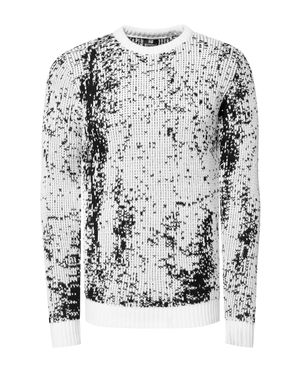 Rusty Neal 2 Farbiger Feinstrick Rundhals-Pullover - Grau