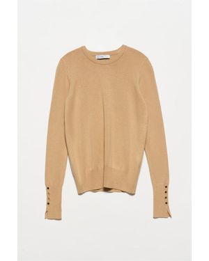 Dilvin Rippstrick Rundhals Slim Fit Pullover - Weiß