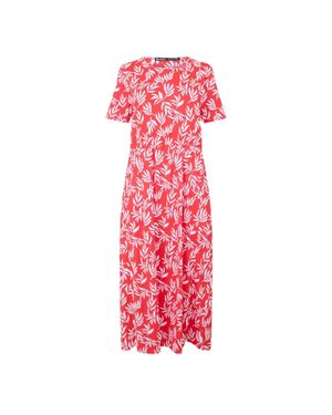 Threadbare "Danni" Midikleid Für Damen, Rundhalsausschnitt /Weiß) - Rot