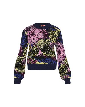 myMo Pullover Frauen Schwarz Mehrfarbig - Weiß